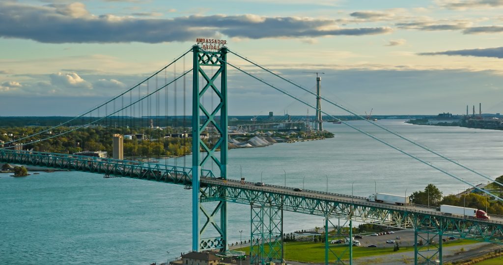Ambassador Bridge over the Detroit river